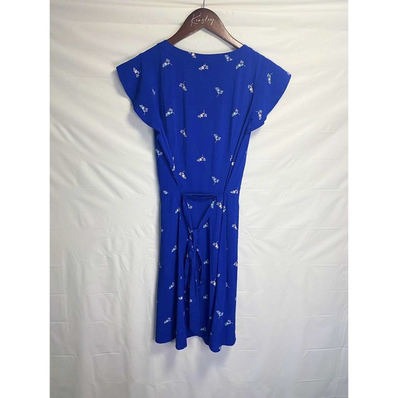 NWT Loft Women’s Button Up Tie Back Mini Dress All Over Print Floral Blue Size 0 - Picture 2 of 4